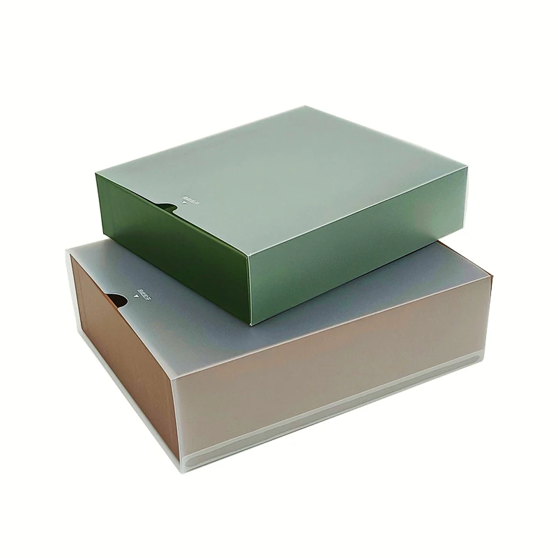 Recyclable transparent paperboard drawer box pvc frosted sleeve gift boxes custom printing tea perfume soap packaging gift box