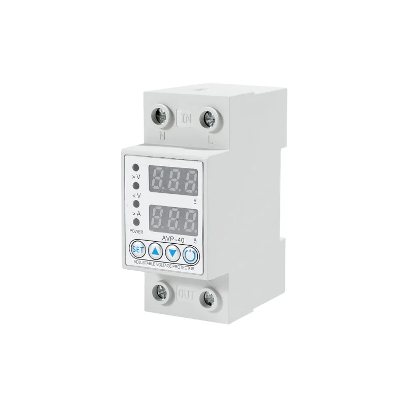40A 230V Din rail adjustable over under voltage protective protector relay protection digital electric voltage protector