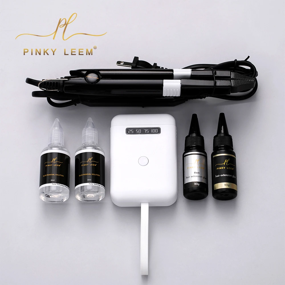 Pinky Leem professional installation hair extension machine own logo Hair Extension Set Fast Grafting Hair Extension Tools Kit