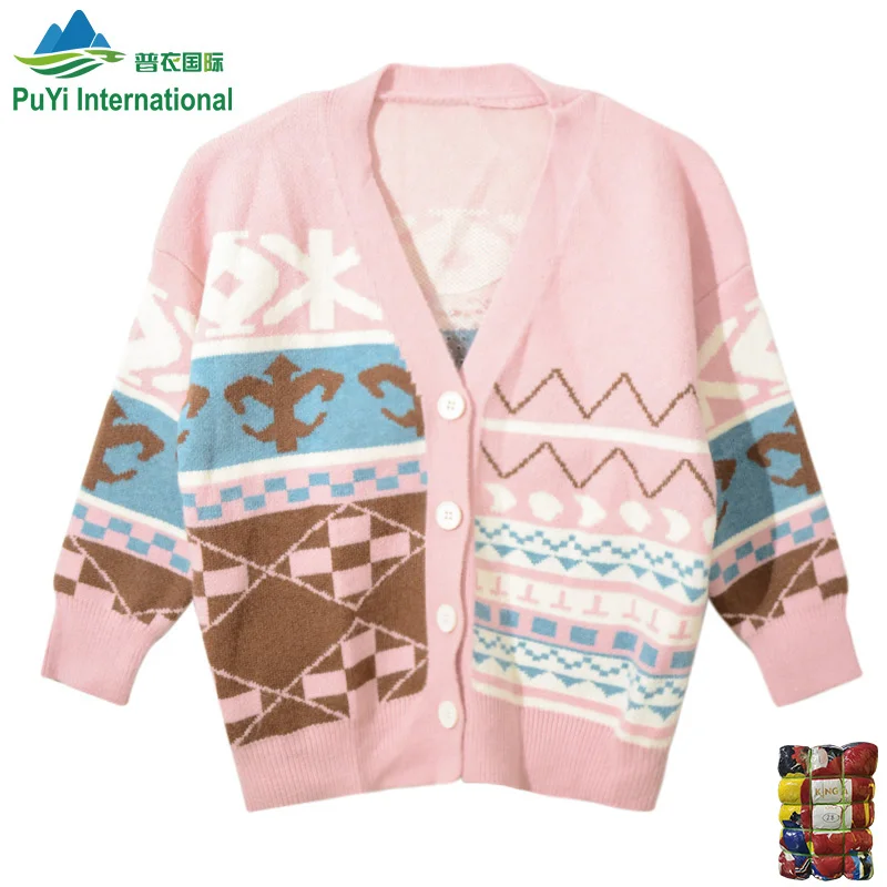 fashion ladies Thick cardigan short used clothes bales second hand sweaters for women uk used clothes bales