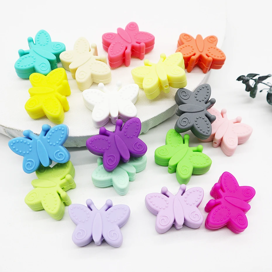 
oganic baby teething beads natural rubber soft silicone animal beads 