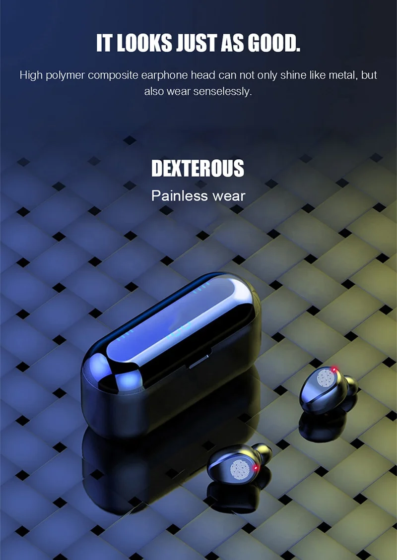 Mini Headphones F9 Tws BT5.0 Wireless Earbuds Earphone With 1200mah Charging Sports Gaming Headset With Led Display Headphone