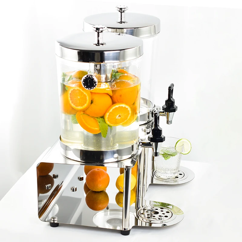 2 Tanks 16 Liters Juice Dispenser Machine Hot or Cold Stainless Steel Body PC Silver Korean Juice Machine