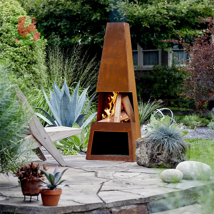 corten steel outdoor freestanding wood burning fireplace wood burning stoves fire pit small fireplace