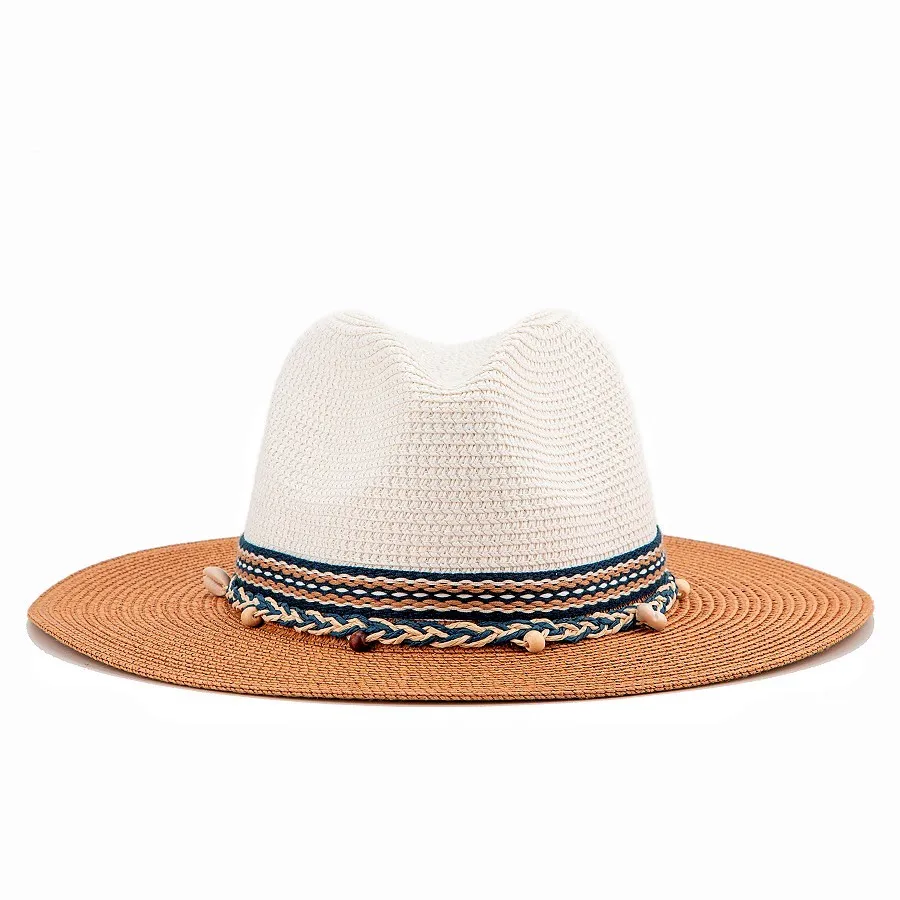 Summer splicing color straw hat female sunshade sunscreen sun hat seaside holiday beach hat