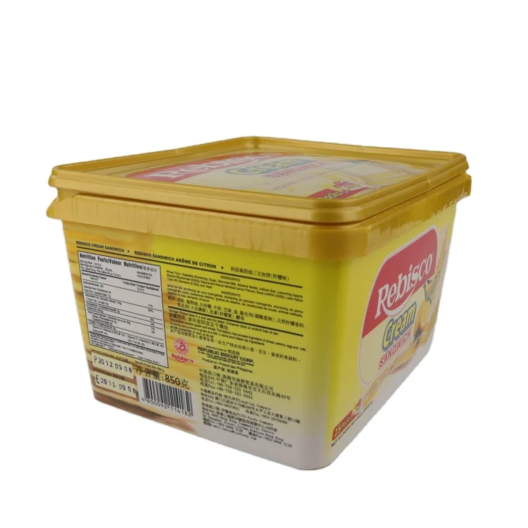 Custom logo printed 250g rectangular IML margarine packaging box butter plastic container  butter container with lid