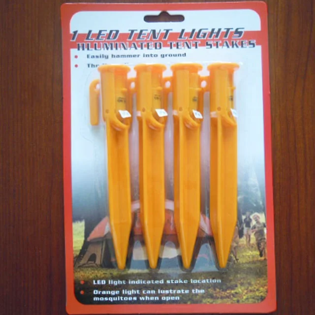 15cm & 20.5cm LED Plastic Tent Pegs Stakes With Blister Packing