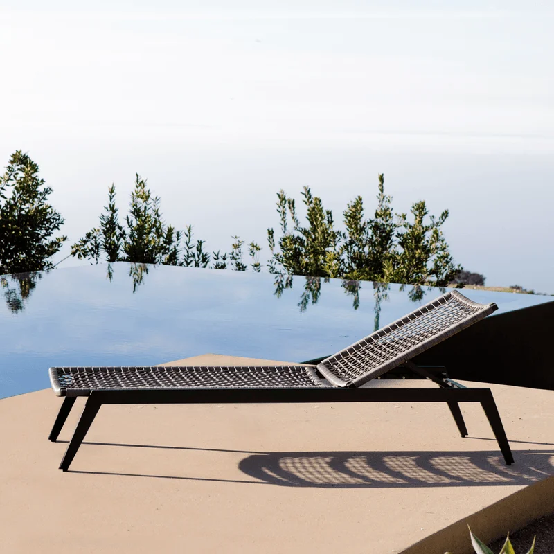 outdoor furniture modern design aluminum with rope woven chaise with cushion garden sun lounger daybed
