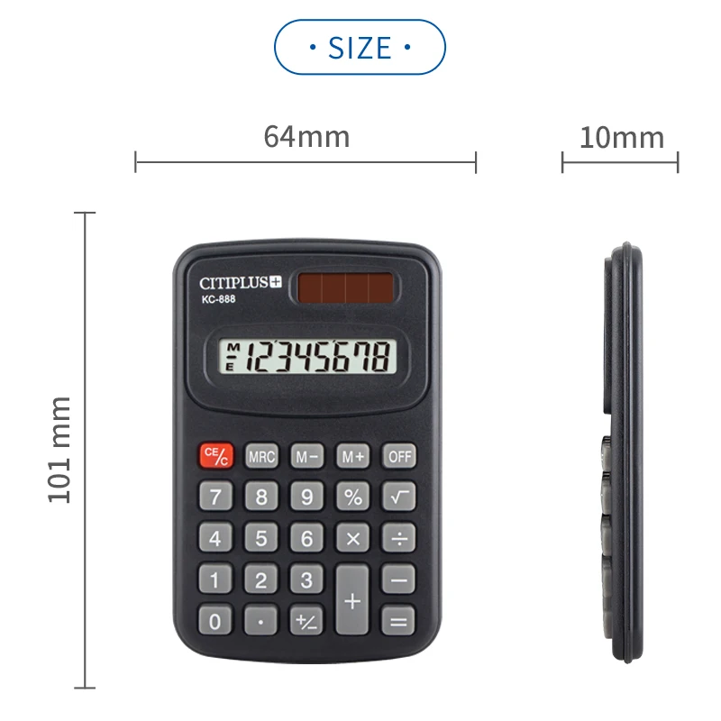 Электронный калькулятор, мини-калькулятор на солнечной батарее, оптовая продажа, канцелярский калькулятор kc 888 для детей