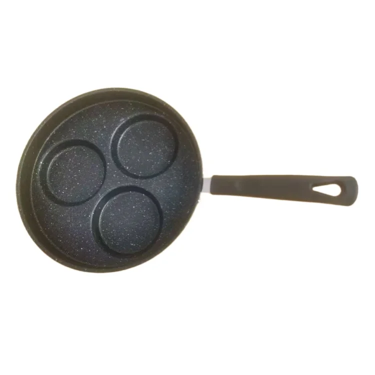 Hot Sell Fried Eggs Stainless Steel Insulated Handle Maifan Stone Material Three-Hole Frying Pan