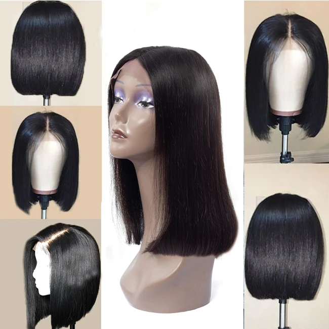 
13x4 Lace Front Bob Wig Straight 100% Brazilian Virgin Cuticle Aligned Human Hair Cheap Vendor Short Bob Wig for Black Women 