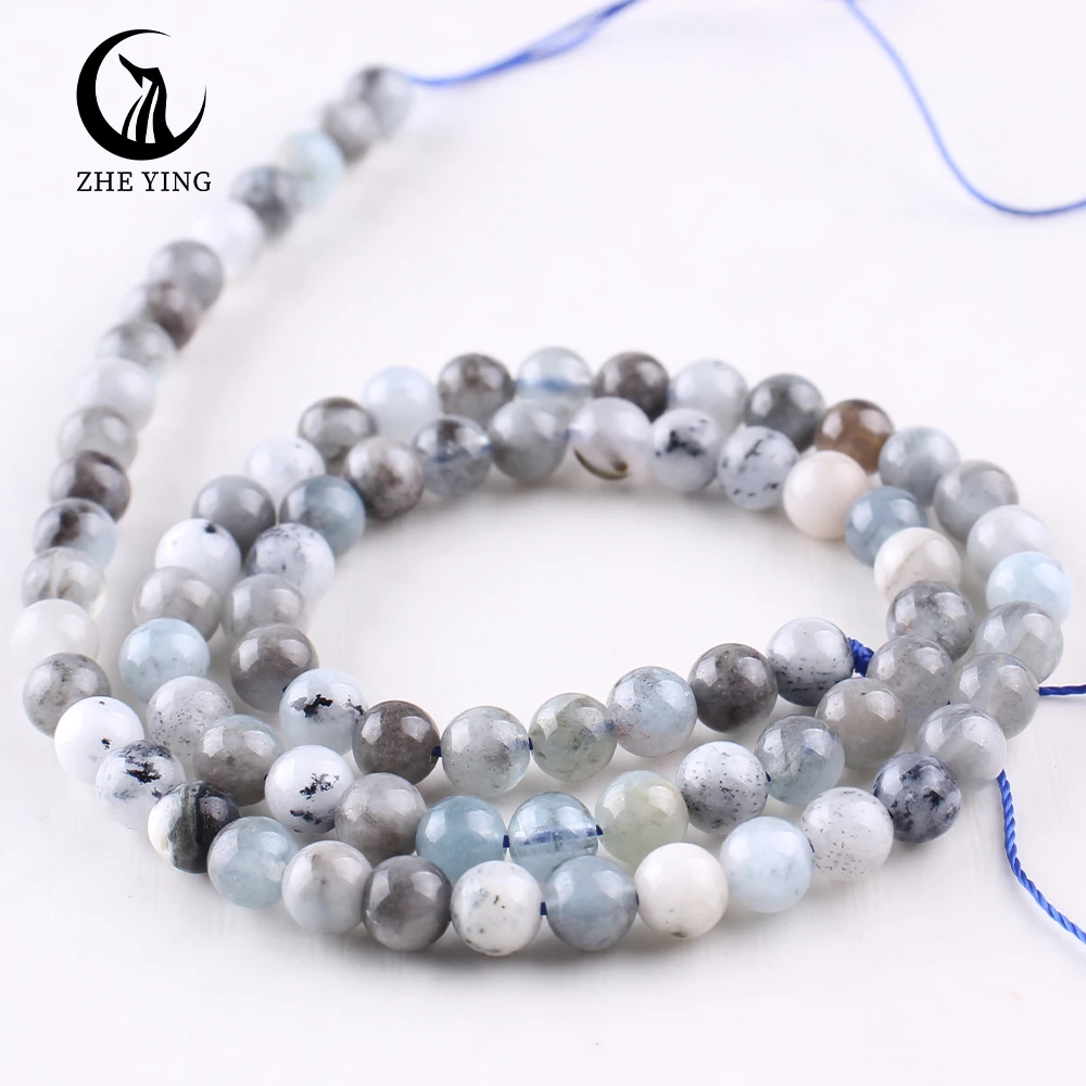 Zhe Ying 6/8/10 мм темные аквамариновые бусины для изготовления ювелирных изделий натуральный дьявол Аквамарин