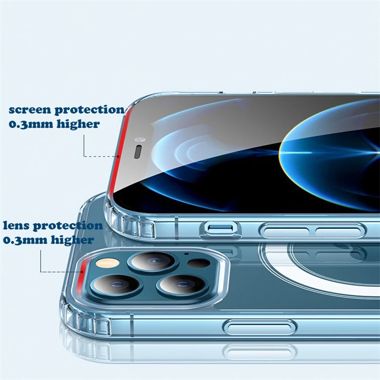 Magnetic Transparent Custom Logo Soft Back Magnet Clear TPU PC Mobile Phone Cover 13