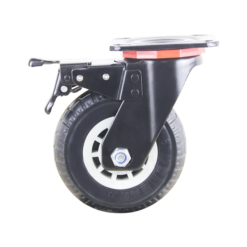 Rubber wheel trolley trailer equipment supporting the use of directional universal brake casters silent non-slip wheels