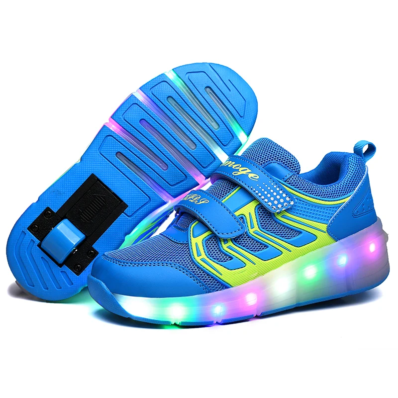 USB Charge Light Wheel Roller Skate Shoes Toddler Fitness Exercise Drop Shipping