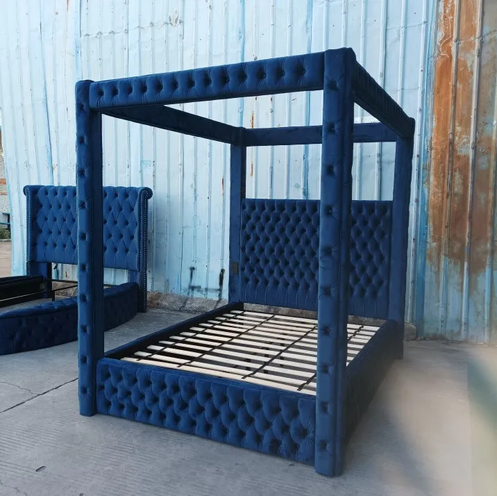 Romantic Luxury King Size Bed Frame Canopy Bed Frame Full Size Upholstered California King Bed