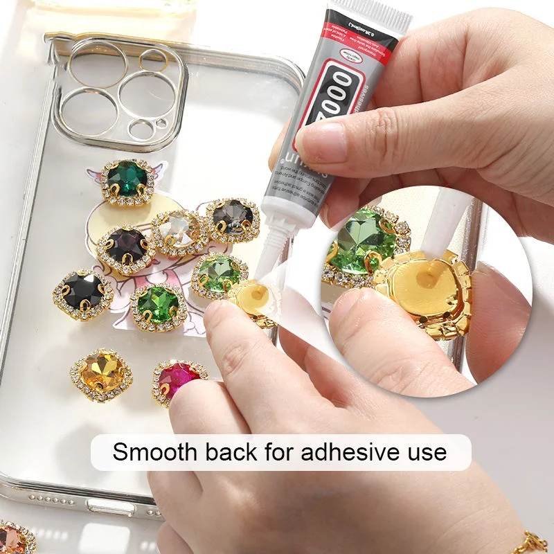 AW wholesale 8-16mm Gemstones With Crystal Buckle Metal Claw shape Fancy Stone DIY Sew on stones crystal for accessories