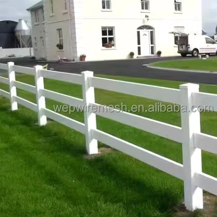 American white color horse farm PVC post and rail fencing for 2 rails and 3 rails PVC fence