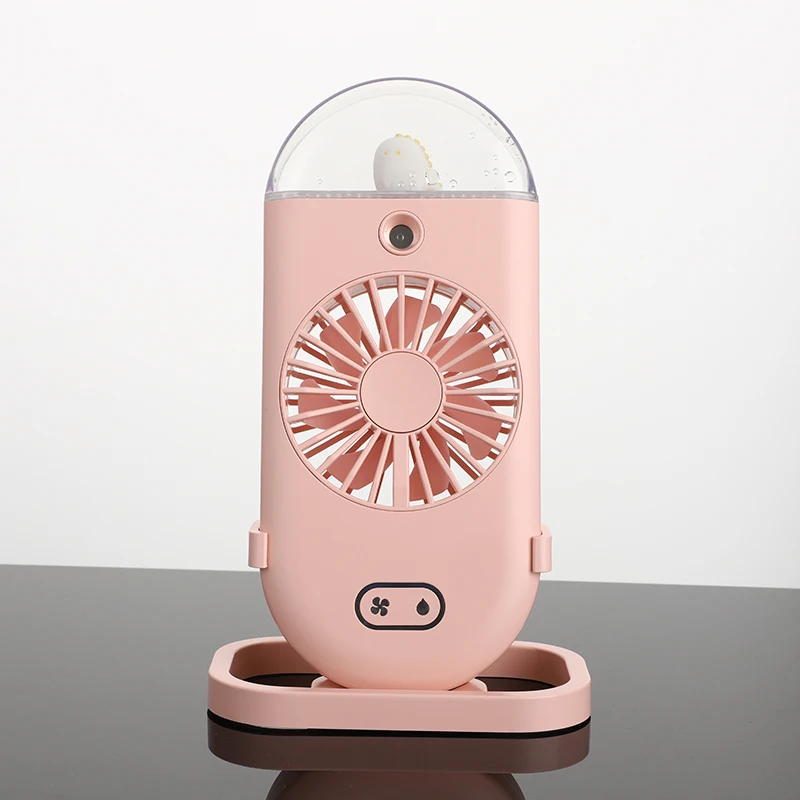 Outdoor USB Rechargeable Handheld Humidifier Fan Water Mist Air Cooling Tabletop Fan Night Light Spraying Portable Mini Fan