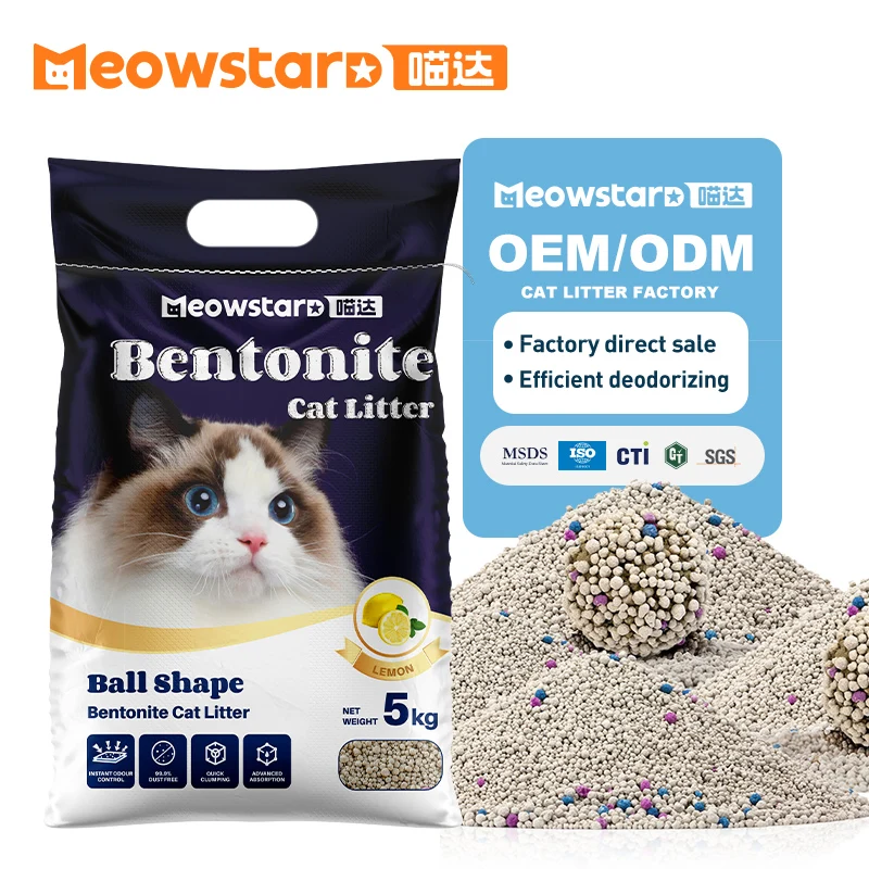 China factory Premium Natural Sodium Cat Sand Lavender Scent  Clumping Bentonite Cat Litter