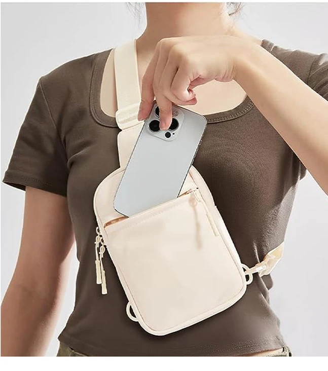 Trendy Mini Crossbody Sling Bag with Extended Strap Lightweight Chest Bag for Women and Men for Outdoor Use Messenger Style