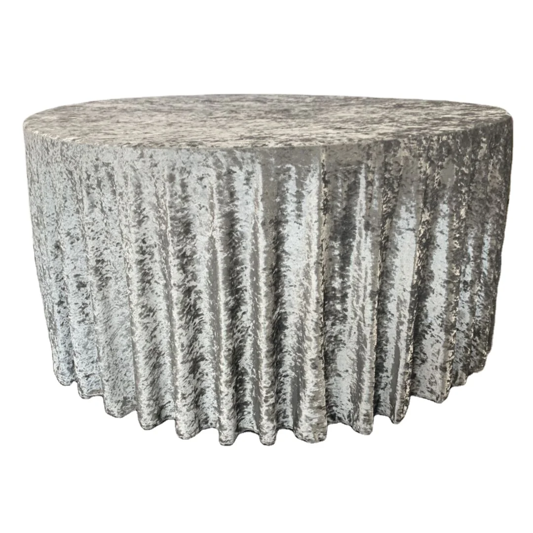 Luxury Polyester Solid Stretch Table Cloth Cover Banquet Party Black Wedding Velvet Round Table cloth