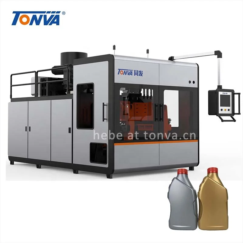 TONVA 3-cavity 1 litre plastic engine motor oil bottle making blowing extrusion blow molding machine hot sale