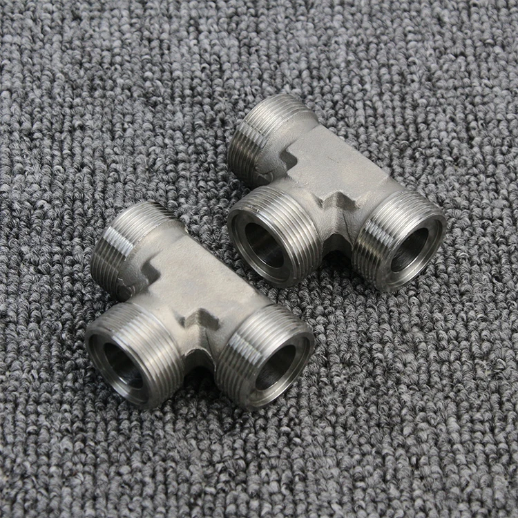 Stainless Steel BSPT threads steel tee hydraulic adapters