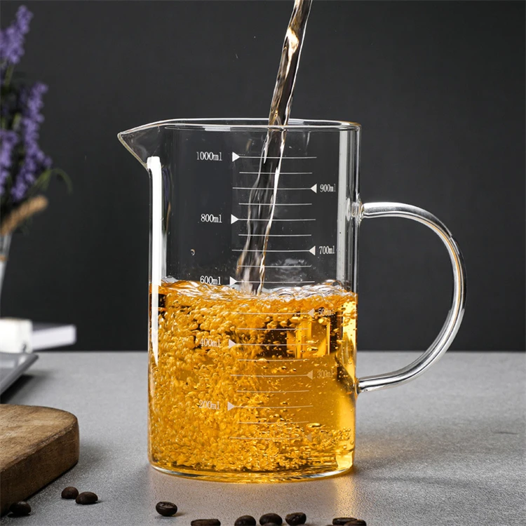 WELLFLYER KIGA-147 Wholesale Glass Measuring Cup with milliliter glass measuring cup for kitchen with handle