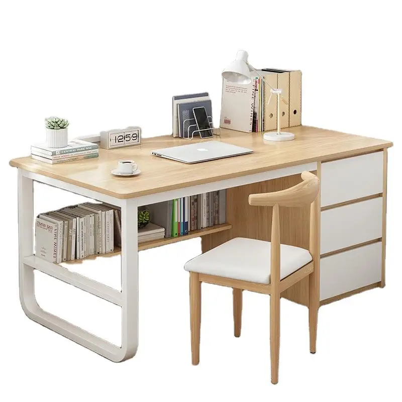 hot selling bedroom furniture laptop desk wooden study learning small modern simple computer table office desk with bookshelf