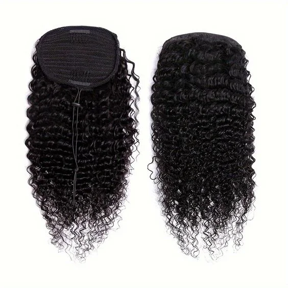 10-30Inch Fashionable Water Wave Drawstring Ponytail Hairpiece Curly Wavy Raw Vietnamese Hair for Women Deep Curl Extensions