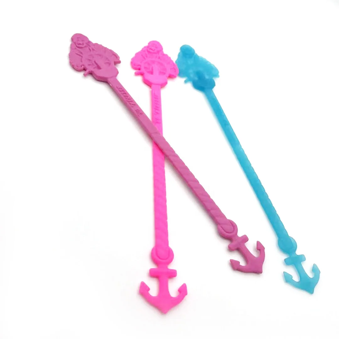 Top Fashion Acrylic Plastic Clear Mermaid Drinking Cocktail Stirrer Custom