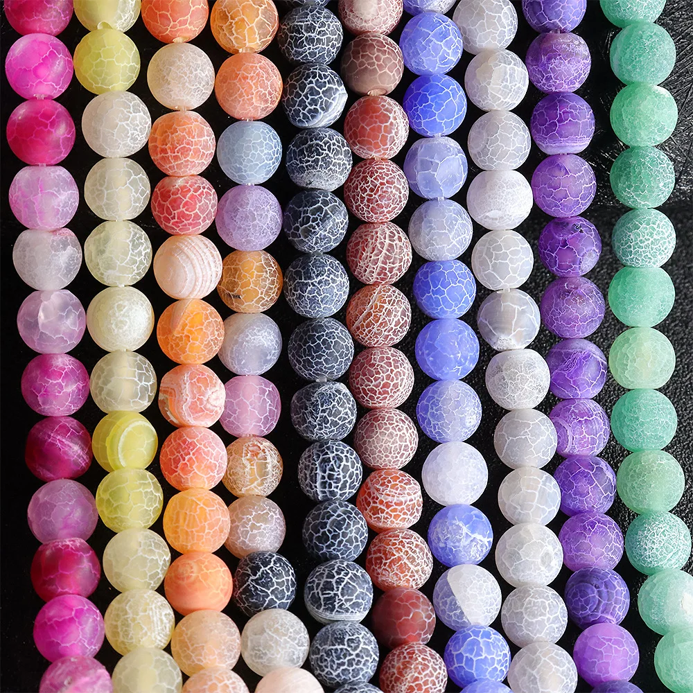 Matte Frosted Weathered Agate Natural Stone Round Agate Beads Natural Stone Colored Weathered Agate Beads For Diy Jewelry