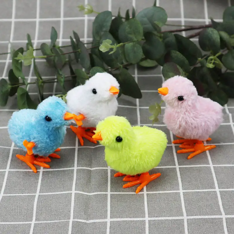 2024 Cute Wind Up Chick Plush Animals Toy Kids Boy Girl Stuffed Animals Chick Clockwork Walking Toys Children Fun Gifts