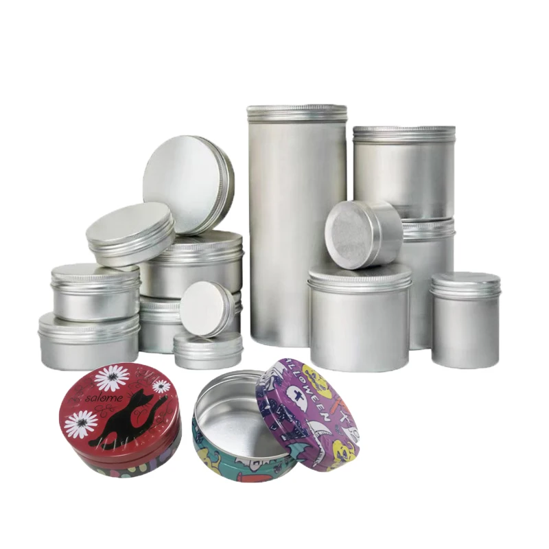 2 Oz 60g 10g 15g 20g 25g 30g 50g 80g 100g 150g 250g Tin Case Round Aluminum Metal Tin Cosmetic Aluminum Cans