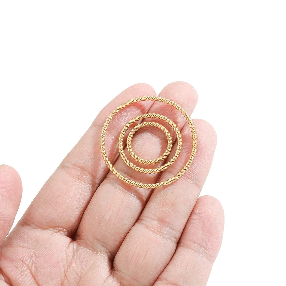 20pcs Stainless SteelSpiral Round Twisted Big Circles Ear Wire Hoops Pendant Connectors for DIY Jewelry Earrings Making Findings