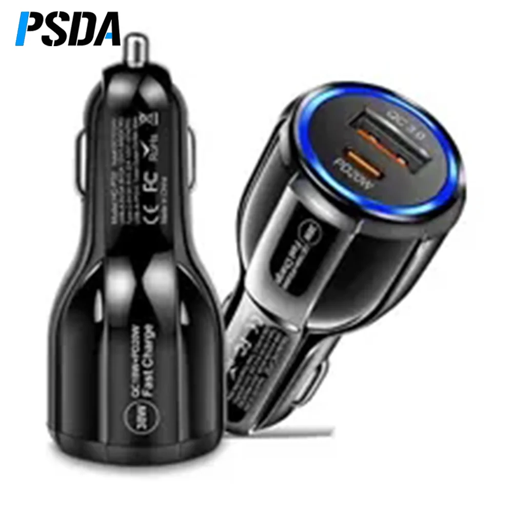 USB C Car Charger 38W 5V3A Type PD Quick Charge 3.0 Cigarette Lighter Phone Adapter For Phone 12 13 Pro Xiaomi Huawei Sa