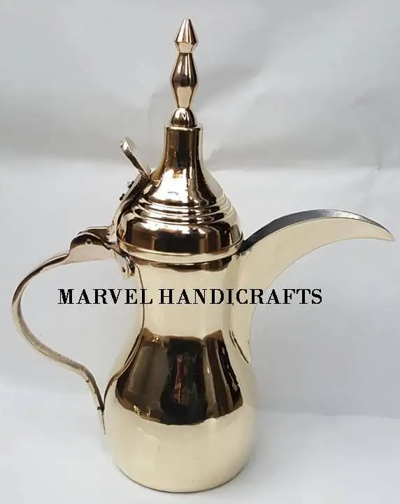 UNIQUE BRASS ARABIC DALLAH TEA COFFEE POT MANUFACTURER FROM INDIA COFFEE & TEA SETS EID DECOR GIVEAWAY GIFT WITH BURNER GULF