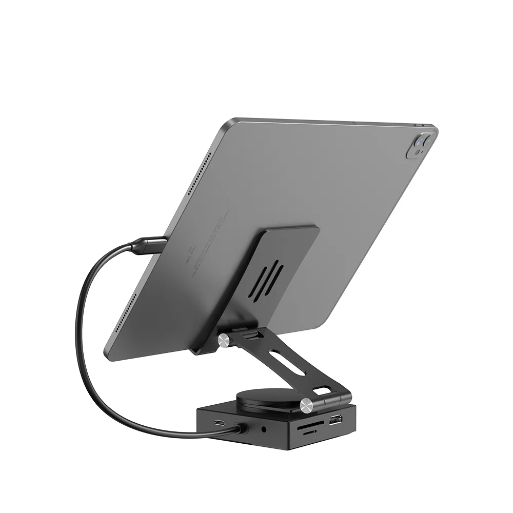 Оптовая Продажа Складная 360 Вращающаяся подставка для ноутбука HDTV VGA RJ45 Type-C сплиттер адаптер планшета USB C концентратор док-станция