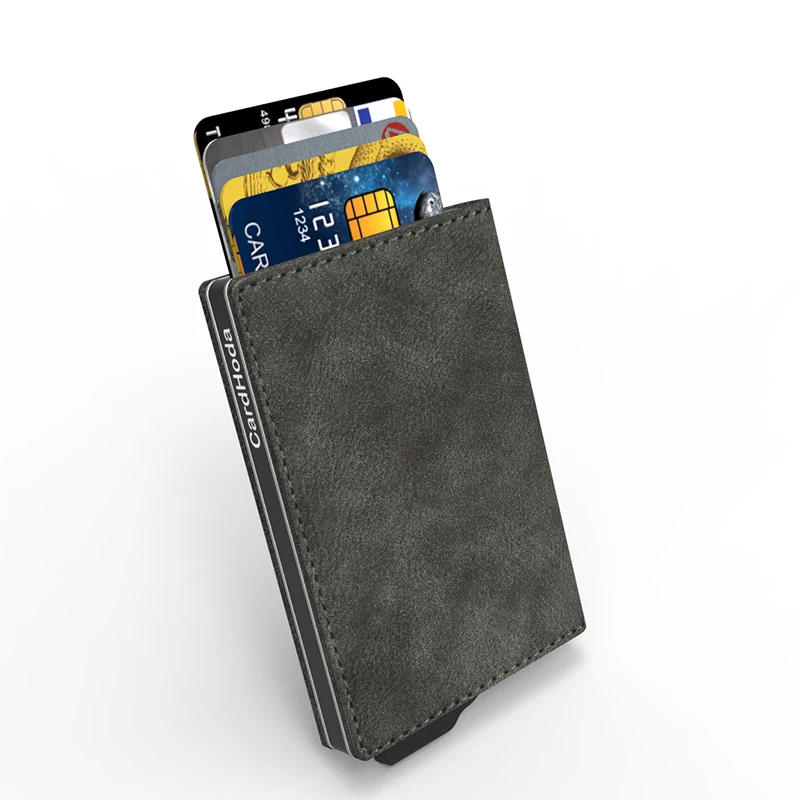 PU Leather Rfid Credit Card Holder Men Wallets Slim Thin Coin Pocket Bank Cardholder Minimalist Wallet Metal Case Male Purse