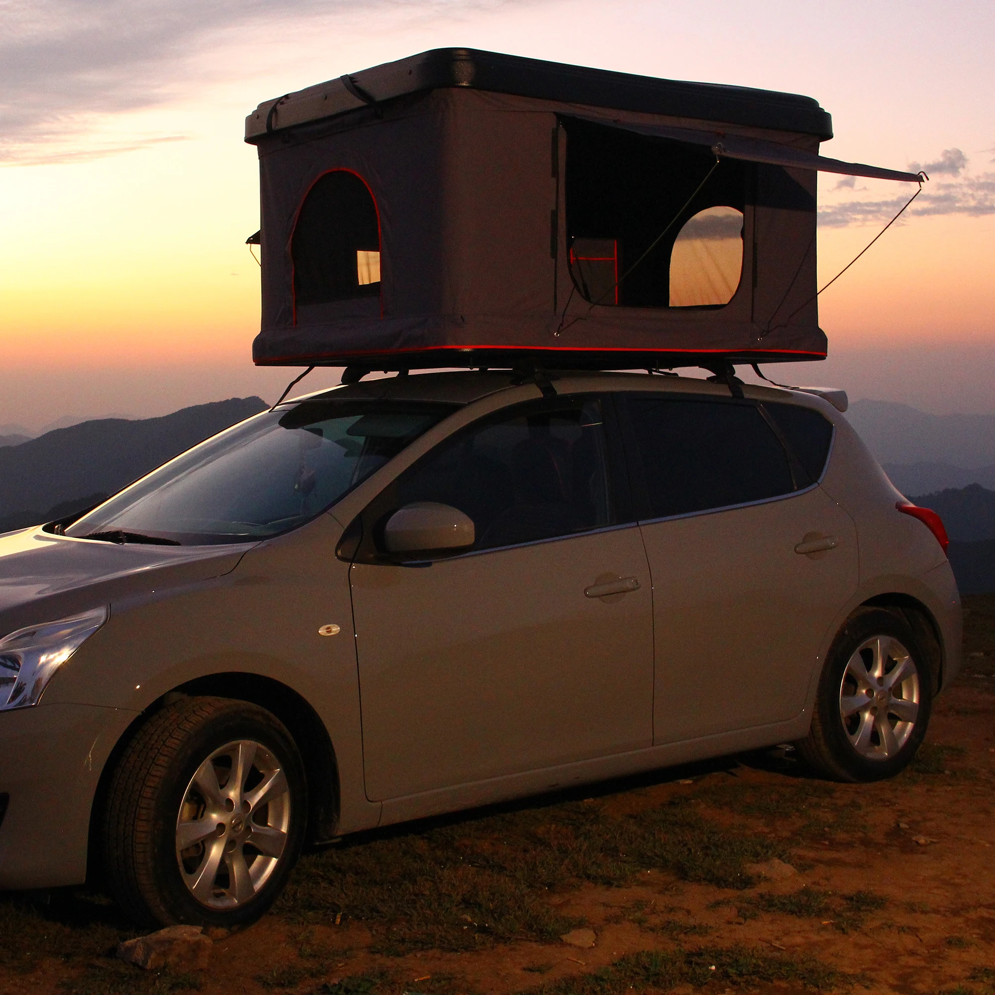 Aluminium Carbon Fiber Triangle Inflatable Hardshell 4 Season Tent Rooftop Camping Car Roof Top Tents