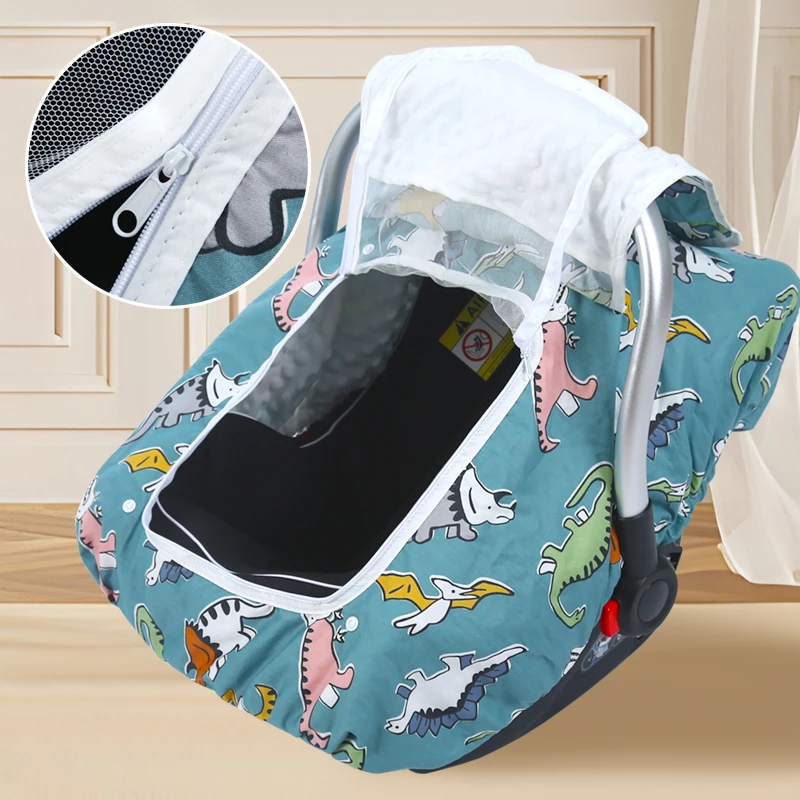 Hot Promotion Customized Cotton Baby Carriage Cover Luxury Style Comfort Baby Car Seat for Stroller with Mesh Fabric