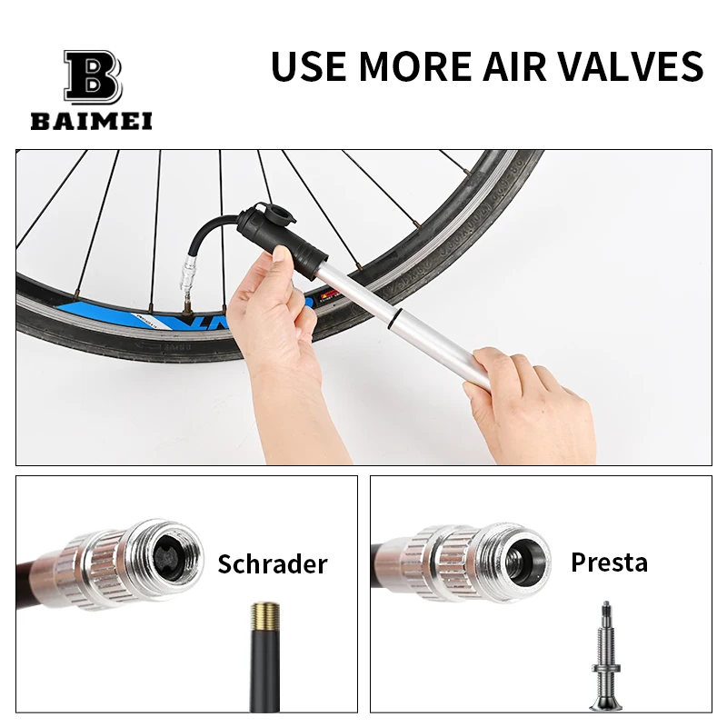 BM Bike Mini 160 PSI Air Pump High Pressure Cycling Hand Small Air Pumps Mini Bike Bicycle Accessories Hand Air Pump