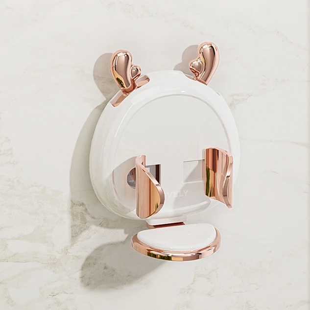 Sesame Good Quality Wall Install Toothbrush Rack Cartoon Animal Style Plastic Bathroom Holder for Electric Toothbrush