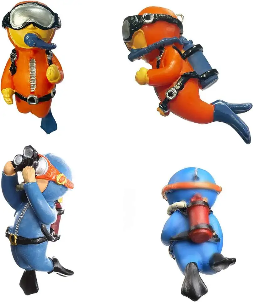 Floating Fish Tank Decorations Blue Fat Diver Floating Device Fish Tank Accessories Small Cartoon Aquarium Ornament and Toy