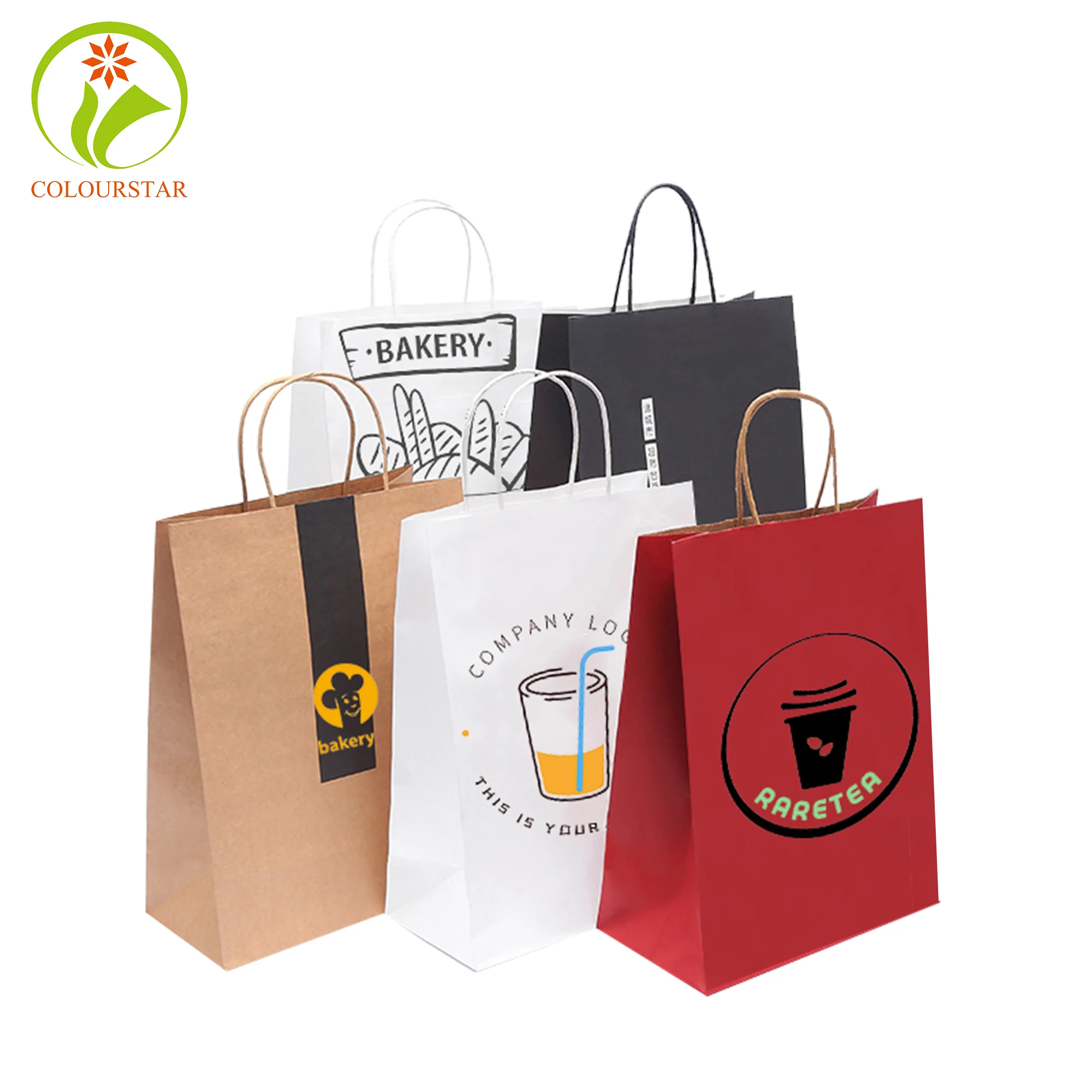Cheap Recycled Twist Handle Logo bag gift paper bag blank Printing Brown Kraft socks Paper Bag string handle for food packaging