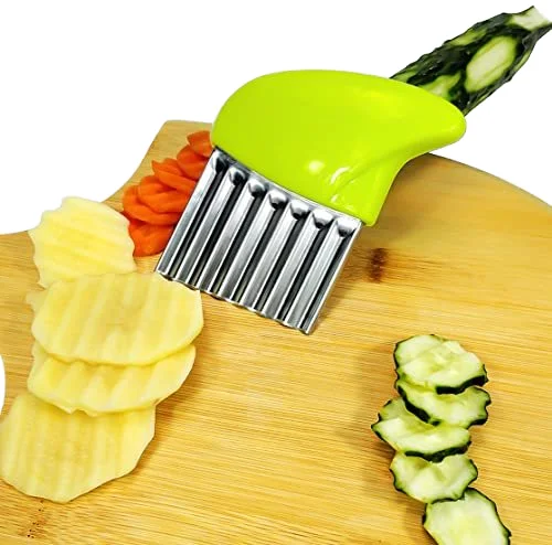 Kitchen Tools Stainless Steel Crinkle Potato Carrot Manual Wavy Potato Chipper French Fries Cutter