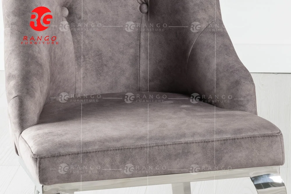 2022 Luxury dining chairs Grey Velvet Knockerback Ring Dining Chair With Chrome