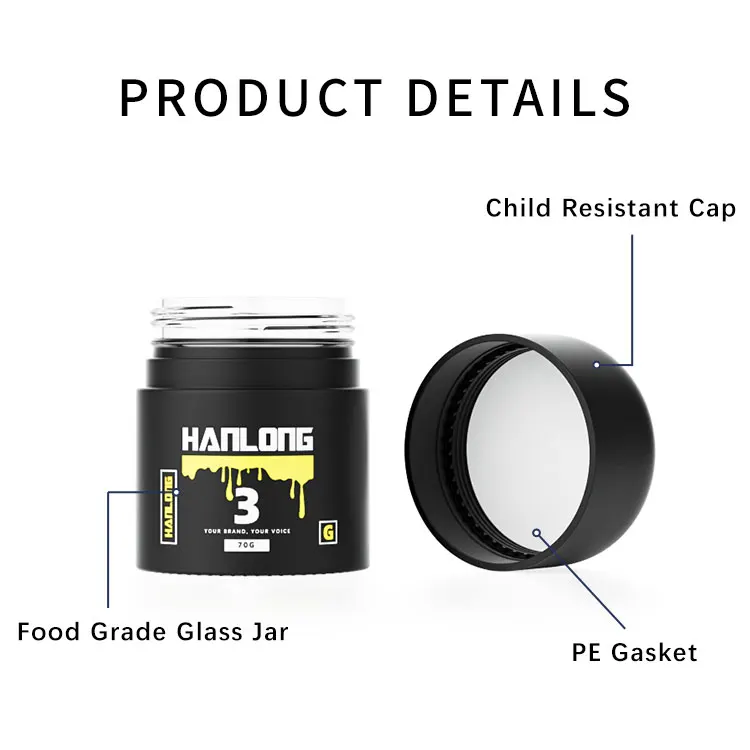 Hot sale 1 oz 2oz 3oz 4 oz child safe glass jar with child proof lid child resistant glass jar
