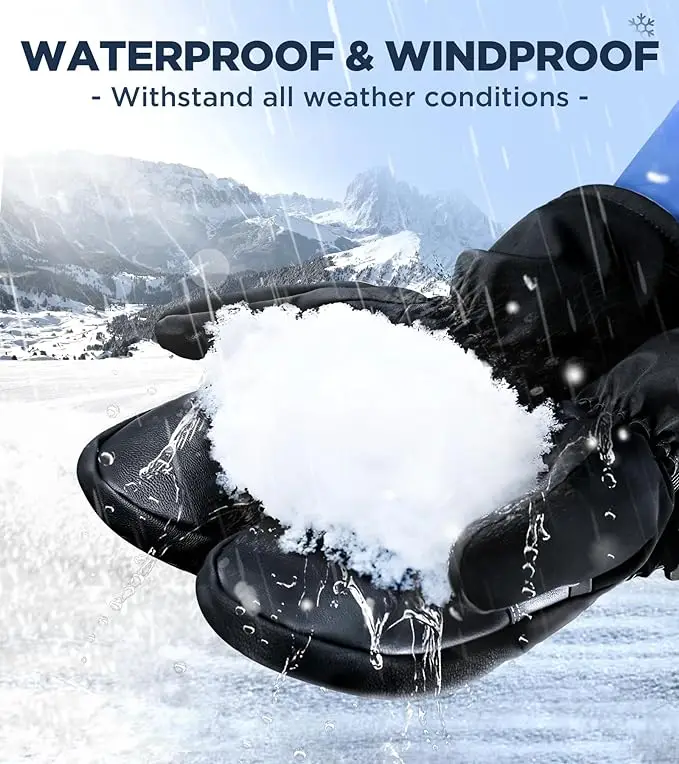 DIBEAR OEM Ski Gloves for Men Women,3M C100 Insulation Double Waterproof Winter 2X Warmer Snowboard Mittens with 5 Layer Fabric